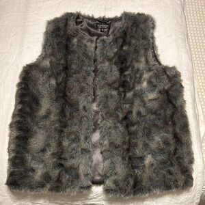 Topshop Gray Faux Fur Vest